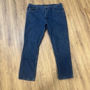 Lee Men's Regular Fit Jeans Dark Blue Denim 46x34 Straight Leg Classic Cotton